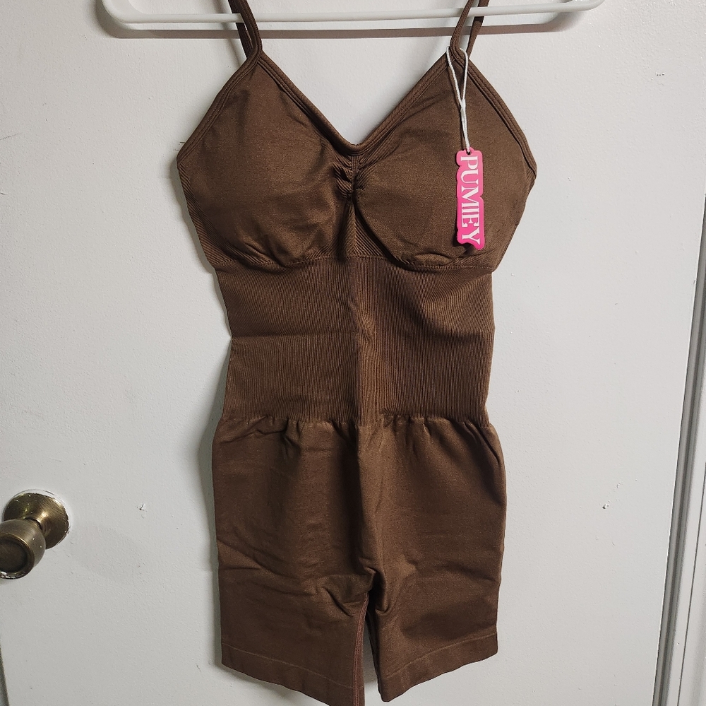 Brown Pumiey Sleeveless Dress